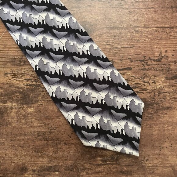 Vintage J Garcia Tie Gray Silk Dawn At The Ritz Carlton Collection 8 Necktie - Picture 2 of 7